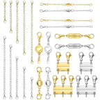 Magnetic Necklace Clasps and Closures with Extender Chain Set, Magnetic Necklace Clasp & Extender Chain Set, Easy to Use for Necklaces and Bracelets, Gold and Silver (24pcs) - color: 24pcs