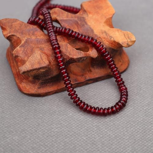 BONNY BOXX 1 Strand (150PCs) Natural 2 * 4mm Garnet Jade Rondelle Beads, Natural Abacus Disk Stone Beads Loose Spacer Gemstone for DIY Bracelet Necklace Jewelry Making - color: Garnet, size: 2*4MM