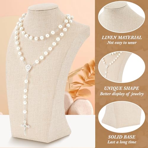 Kigley 6 Pcs Linen Necklace Display Bust Jewelry Holder Necklace Retail Mannequin Display Stand for Jewelry Selling Vendors Shows (11.4 x 6.9 Inch)
