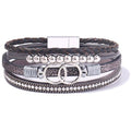 FANCY SHINY Mothers Day Gifts Boho Leather Wrap Bracelet Stackable Infinity Chunky Cuff Bracelets Western Hippie Outfits Jewelry Valentine Gifts for Women - color: Grey