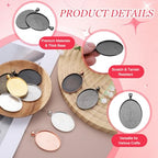 PATIKIL Pendant Trays for Jewelry Making, Blank Pendants Zinc Alloy Oval Bezel Settings Flat Base for Necklace Bracelet Charm - color: Grey Tone