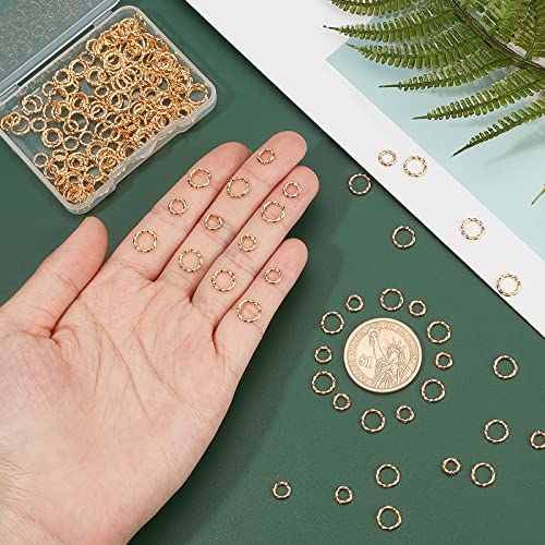 PH PandaHall 200pcs 18K Gold Plated Jump Rings 6mm/8mm Twisted Open Jump Rings 18 Gauge Golden O Ring Brass Round Connector Ring for Bracelet Necklace Earring Keychain DIY Jewelry