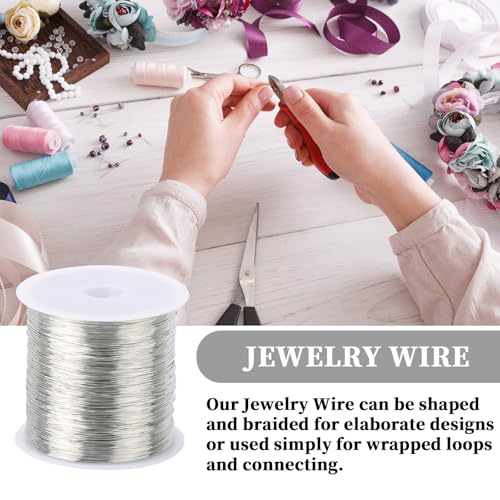 328Ft Jewelry Wire Craft Wire Copper Wire, 28 Gauge with 0.3mm Fine Specification for Jewelry Making Supplies Crafting, 0.3mm X 100m (Silver)
