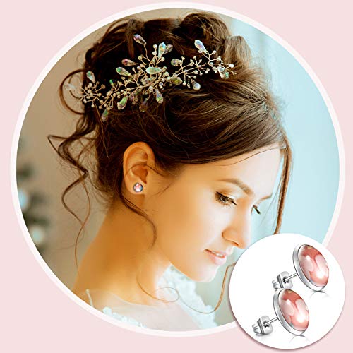 200 Pieces Stud Earring Kit, Including 50 Pieces 12 mm Stainless Steel Blank Stud 50 Rubber Back, 50 Pieces 12 mm Clear Glass Cabochons 50 Stainless Steel Earring Back for DIY Making (Mixed Color) - color: Mixed Color