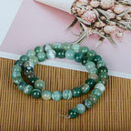 ICAI Beads（Green Striped Agate） Natural Stone Gemstone Round Loose Beads Crystal Energy Stone Healing Power for Jewelry Making DIY,1 Strand 35-37pcs（10mm） - color: Green Striped Agate, size: 10mm