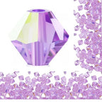 100pcs Authentic Preciosa 3mm (0.12 Inch) Small Faceted Bicone Crystal Loose Beads Violet AB Compatible with Swarovski Elements Crystals for Jewelry Making Pre-B359 - color: Violet AB, size: 3mm (0.12 Inch) - 100pcs