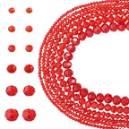 6 Strands Faceted Crystal Glass Beads Strands 3/4/6/8mm Rondelle Electroplate Glass Loose Spacer Beads Pearl Luster Plated for DIY Bracelet Necklace Jewelry Making, Red - color: 2/3/4/6/8mm-Red