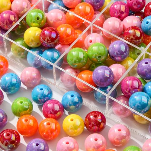 20mm Acrylic Beads 100pcs Ab Rainbow Color Bead Chunky Bubblegum Beads for Jewelry Making Bracelet Necklace Craft Making Supplies(abrainbow) - color: rainbow color