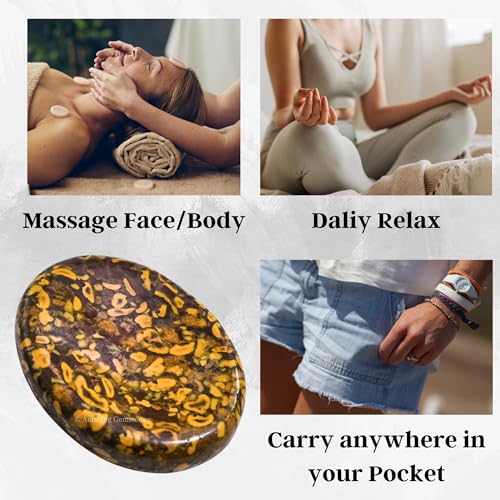Amazing Gemstone Fruit Jasper Worry Stone Crystals and Healing Stones - Stress Relief Gifts - Piedra Crystal Fidget for Meditation, Relaxation - Unique Stocking Stuffers Birthday Gifts for Women, Men - color: Fruit Jasper