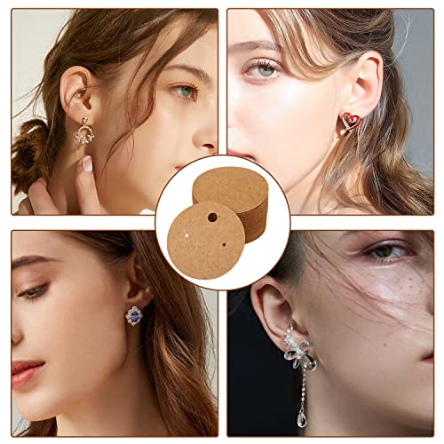 XXUOD 600 Pieces Display Cards Set, 150 Round Cardboard Earring Holder With 150 Self-Seal Bags and 300 Backs for Ear Studs - 3 Colors