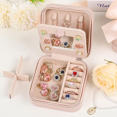 CHMI Personalized Jewelry Box for Women and Girls - Travel Essential and Birthday Gift - Bridesmaid Gift - Initial Pink J - color: Champagne Pink, size: J
