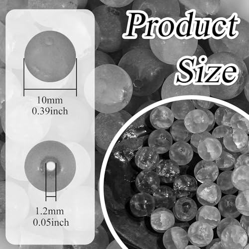 100Pcs Glass Beads 10mm Round Moon Frosted Cracked Water-Activated Transparent Glazed Beads, Ideal for DIY Bracelets Necklaces Phone Charms Craft Supplies (Translucent White) - color: Grey