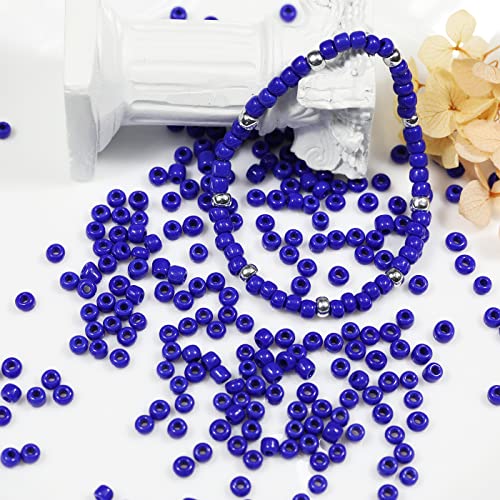 Bala&Fillic Opaque Dark Blue Color 4mm Seed Beads About 1200pcs/100Grams in Bag, 6/0 Glass Craft Beads for Making Bracelet and Necklace (Dark Blue -4mm) - color: Dark Blue -4mm