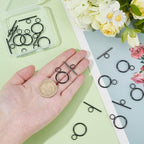 10Sets Stainless Steel Toggle Clasps T-Bar Closure Clasps Extender Black OT Toggle Connectors for Jewelry Findings Making Accessory Supplies DIY Craft Bracelet Necklace - size: 28x20x2mm