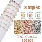 XIANNVXI 500Pcs Square Spacer Beads for Jewelry Making - Smooth Loose Beads for DIY Bracelets & Necklaces (Gold, Silver, Rose Gold) - color: Square spaced beads 3 colors