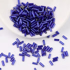 2000Pcs Tube Seed Beads 2x7mm Mini Long Glass Bugle Bead Small Craft Loose Spacer Beads for DIY Phone Charms Waist Bead Bracelets Earrings Necklaces (Royal Blue) - color: Royal blue