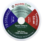 Mandala Crafts 19 Strand Beading Wire for Jewelry Making - 98 FT 22 Gauge Stainless Steel Braided Tiger Tail Wire for Bead Stringing - size: 19 Strands 22 Gauge 0.6MM 98FT