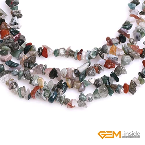 GEM-Inside Indian Agate Chips Natural 7-8MM Gemstone for Bracelet Necklace Earrings Jewelry Making Crafts Design Wholesale Loose Beads 34" - color: Indian Agate