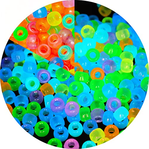 Pony Beads, Multi-Colored Bracelet Beads, Beads for Hair Braids, Plastic Bead for Crafts (Medium Pack, Glow in The Dark)… - color: Glow in the dark, size: Medium Pack