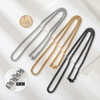 3 Pcs Cuban Link Chain Necklace for men, 4mm Stainless Steel Silver Black and 18K Gold Plated Chains Necklace men Women, 18"/22"/26"/30 Inches - size: 18 Inches