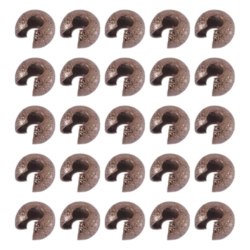 Pandahall 100pcs Brass Crimp Beads Covers 4mm Textured Half Round Crimp Bead Knot Covers for Jewelry Making(Gunmetal) - color: Gunmetal, size: 4mm Diameter