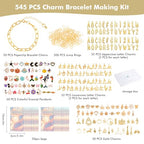 Zplontya Gold Charm Bracelet Making Kit - 545 Pcs Jewelry Making Supplies with 20Pcs Bracelet Chains, Storage Box & Gift Bags, DIY Bracelet Kit for Jewelry Making, Gold Charms for Crafting - color: Gold