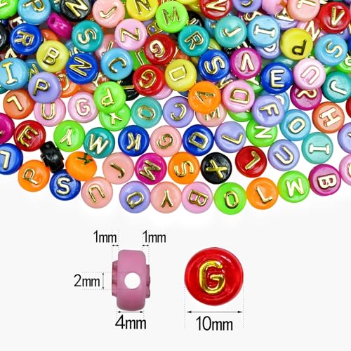 Amaney 500pcs Big Colorful Letter Beads 10x6mm Alphabet Round Flat Beads for DIY Craft Making - color: BigColorful