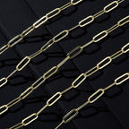 Crisjanggo 16 feet Jewelry Making Chains 14K Gold Plated Brass Paperclip Necklace Bracelet Chains for Women Men Jewelry Making with Jump Rings and Lobster Clasps - color: Paperclip Gold