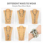Bead Strand Versatile 60" Long Wrap Necklace - Handmade Knotted Multi Layer Sparkly Crystal, Semi Precious Natural Stone, Lava, Glass Faux Pearl - color: Turquoise Mint