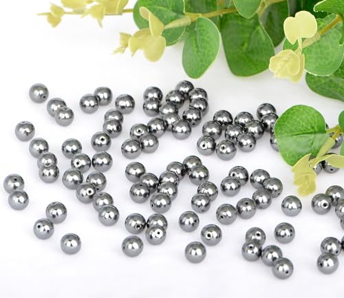 4mm 200pcs Natural Stone Round Beads Black Hematite Genuine Stone Beading Loose Gemstone DIY Charm Smooth Beads for Bracelets Necklaces Earrings Hole Size 1mm (Black Hematite 4mm) - color: Black Hematite, size: 4mm