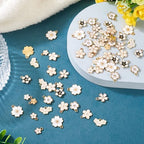 Craftdady Enamel Dangle Charms Pendant Food Animal Flower Cute Charms Colorful Metal Fruit Pendants Hang Ornament for Craft Bracelet Necklace Earring Key Chains Jewelry Making - color: White Flower