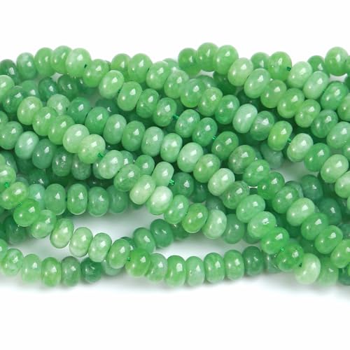 76pcs 5x8mm Natural Stone Grass Green Jade Rondelle Spacer Loose Beads Abacus Disk Stone Round Loose Gemstone Beads for Jewelry Making DIY Bracelet Necklace - color: Grass Green Stone Abacus Disk