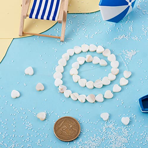 Fashewelry 44pcs Heart Freshwater Shell Beads Shell Heart Charm Sea Shells for Crafts Seashell Summer Ocean Beach Beads 8x8-9mm for Valentines Day Jewelry DIY Crafts Necklace Bracelet Earring - color: 1-Shell Color, 8x8-9mm