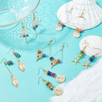 SUNNYCLUE 1 Box DIY Make 10 Pairs Shell Starfish Earring Dangles Making Kit Scallop Alloy Pendants Flat Round Teardrop Steel Charms Jewelry Findings for Beginners Earring Jewellery Making Crafts - color: Beach Themed Earring 1