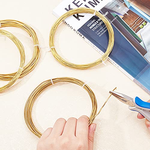 BENECREAT 14 Gauge 16.4 Feet Round Copper Wire Gold Brass Wire for Beading Craft and Jewelry Making - size: 14 Gauge
