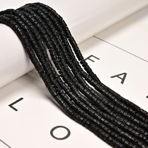 145 Pcs 2x4mm Natural Black Volcanic Lava Rock Stone Bead Heishi Disc Beads for Bracelets Jewelry Making Crafts - color: Black Volcanic Lava Rock Stone, size: 2x4mm