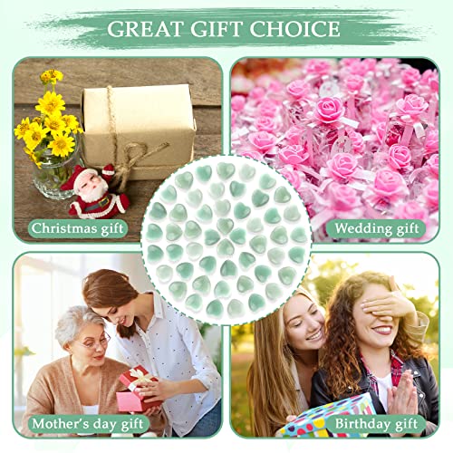 Gerrii 50 Pcs Heart Healing Stone Bulk Quartz Heart Inspirational Stones Gift for Women Love Pocket Polished Natural Energy Balancing Meditation 0.8 Inch(Green) - color: Green
