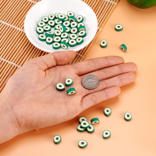 Mega Pet 50Pcs Avocado Polymer Clay Beads Handmade Green Avocado Slice Clay Beads Clay Fruit Spacer Beads 11.5x9mm for DIY Bracelet Necklace Earring Jewelry Making - color: Avocado Slice