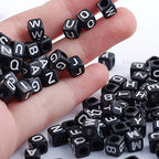 ToBeIT Acrylic Alphabet Letter A-Z Cube Beads 1000 pcs for Jewelry Making, Bracelets, Necklaces(6mm) (Black) - color: black