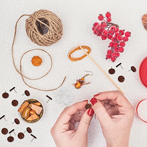 Bonuci 100 Pairs Wood Earring Findings Flat Earring Posts DIY Earring with Rubber Bullet Earring Backs Making Supplies Round Wooden Earring Pin Studs for Jewelry Earrings Making Women