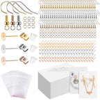 Tondiamo 2400 Pcs Earring Making Kit, Include Bright Gold, Silver and Gold Ear Hooks, 300 Earrings Cards Anti Sensitive Earring Making Tool with Jump Rings and OPP Bags for Repair(White Card) - color: White Card