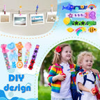 JOICEE 80 Set Cheer Pins Spirit Clips,Clothes pins Include 126 Mini Resin Animals Bows and Self Adhesive Stickers Pen 300 Beads Pearls for Backpacks Ribbon Team Classroom Cheer Gifts Bulk(White Wood) - color: White