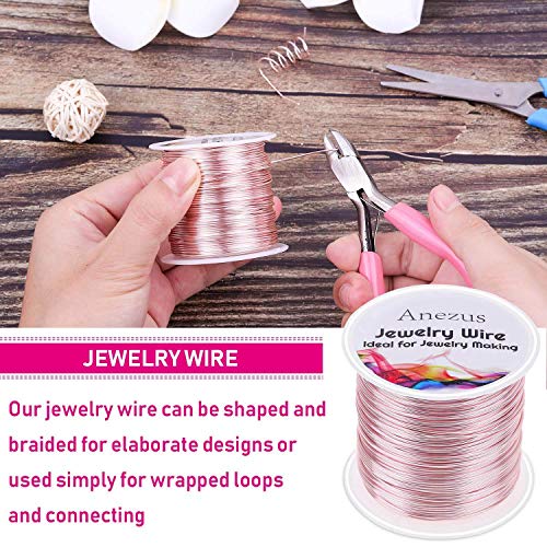 anezus 20 Gauge Jewelry Wire, 28 Yards Craft Wire Tarnish Resistant Copper Beading Wire for Jewelry Making Supplies and Crafting(Rose Gold) - color: Rose Gold Pink