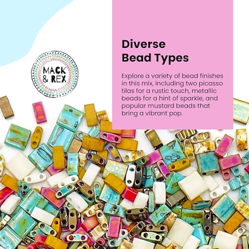 Mack and Rex Tila Bead Mixes (Beachy) – Including Quarter, Half and Full Tila – Miyuki Tila Bead Mix! Two Picasso Tilas in the Mix – Ideal for Jewelry Making - color: Beachy, size: Quarter, Half, Full