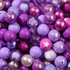 20mm Acrylic Beads 120pcs Purple Chunk Bubblegum Bead 20mm Multicolor Beadable Pen Ball Beads for Pen Bag Jewelry Making Necklace Bracelets (Purple) - color: purple