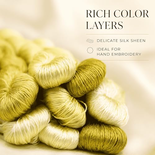 Natural 100% Silk Thread, Handmade Embroidery Thread Silk Floss 8 Colors 110m Each (63) - color: 63