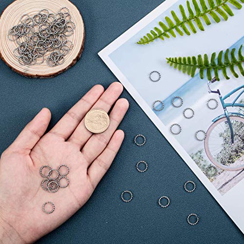 UNICRAFTABLE 100pcs 304 Stainless Steel Close but Unsoldered Jump Rings Open Jump Rings Twisted Connector Rings for Necklace DIY Jewelry Making 12x1.5mm