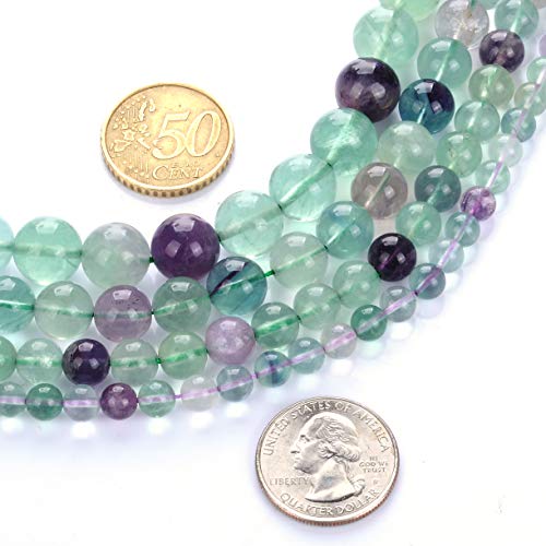 6mm Natural Fluorite Gemstone Round Loose Beads Crystal Stone Bracelet Necklace Accessories Crafts for Jewelry Making DIY,1 Strand 15" - color: Fluorite, size: 6MM