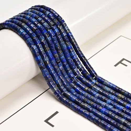 170 Pcs 2x4mm Blue Lapis Lazuli Bead Flat Heishi Disc Gemstone DIY Beads for Bracelets Jewelry Making Crafts - color: Blue Lapis Lazuli, size: 2x4mm
