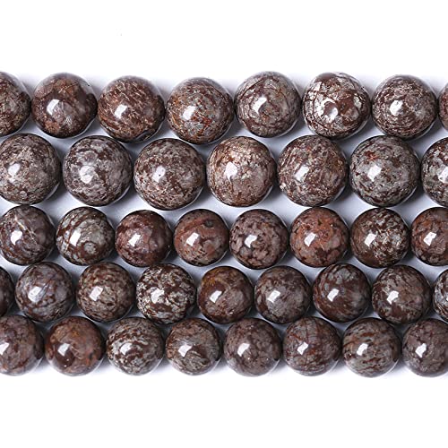 8MM 45PCS Natural Stone Brown Snowflake Jasper Obsidian Loose Beads for Jewelry Making DIY Bracelet - color: Brown Snowflake, size: 8mm